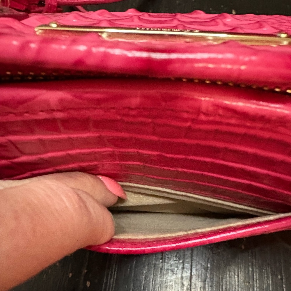 Brahmin Rich Rouge Pink Embossed Tote-Carryall—EUC - Picture 14 of 15